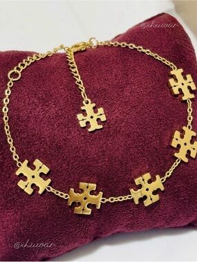 18K Gold Plated Five Clover Motif Geometric Link Bracelet